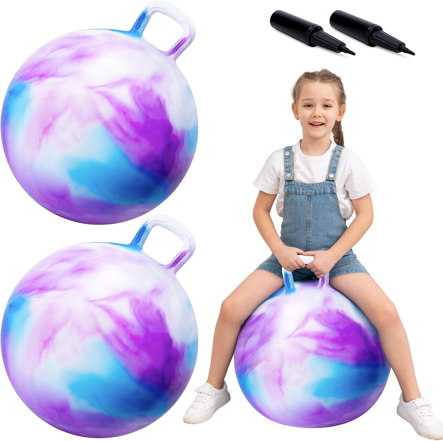 Springbal Set van 2 met Handvat | 3-8 Jaar | Binnen & Buiten Speelplezier - 33% Korting