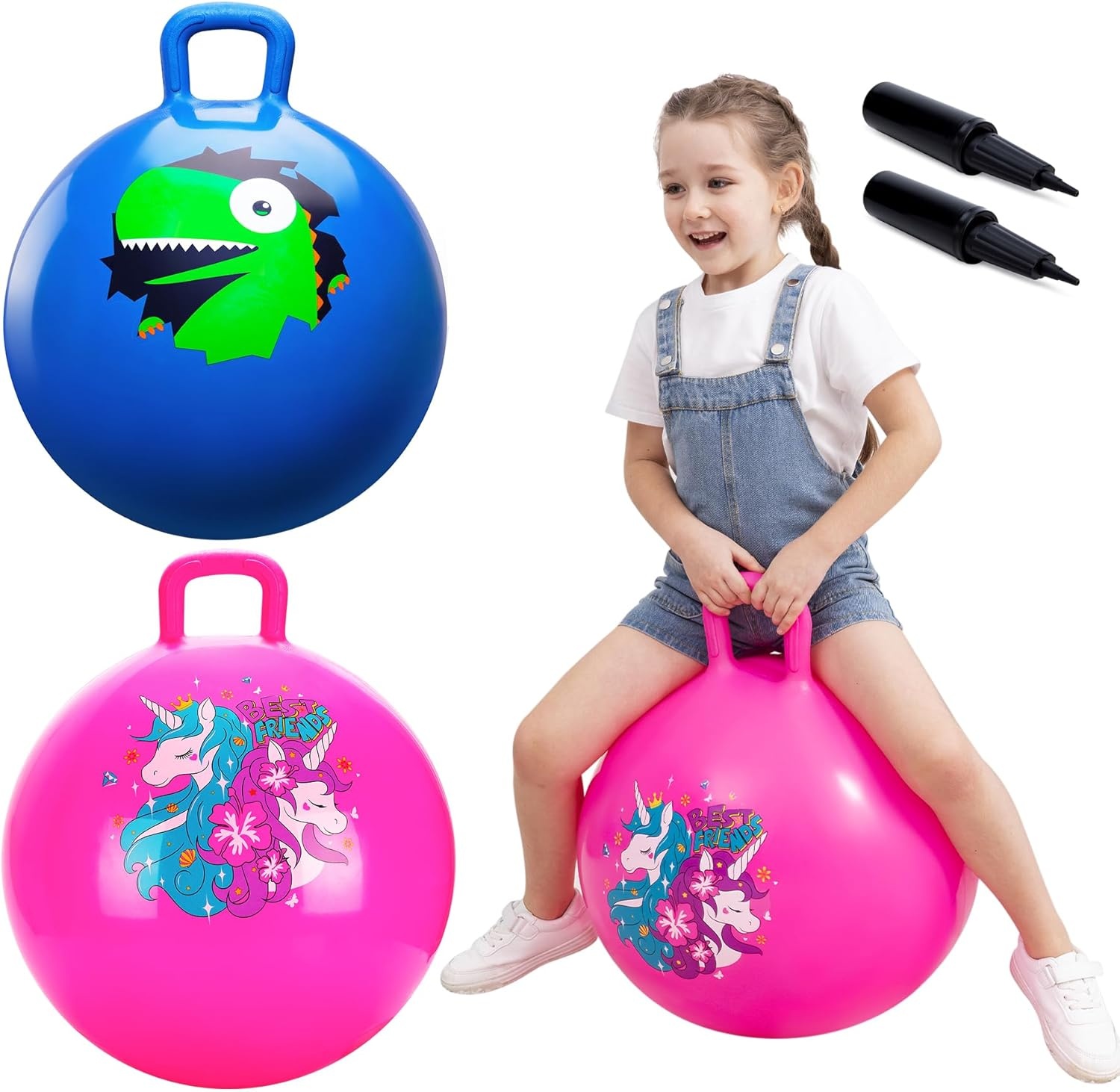 Springbal Set van 2 met Handvat | 3-8 Jaar | Binnen & Buiten Speelplezier - 33% Korting