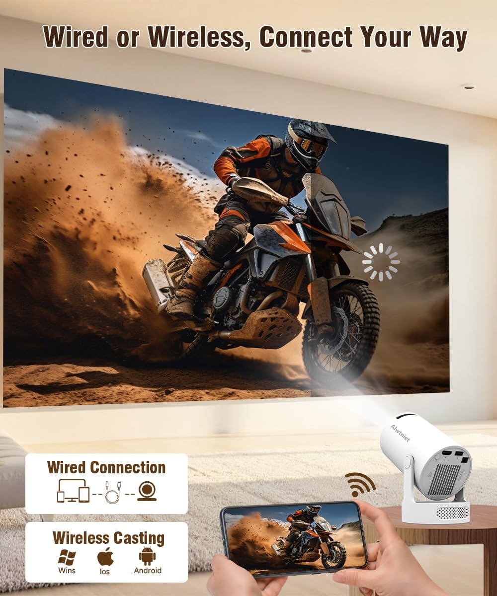 Mini Draagbare Projector - 4K Support, 8000lm, WiFi 6