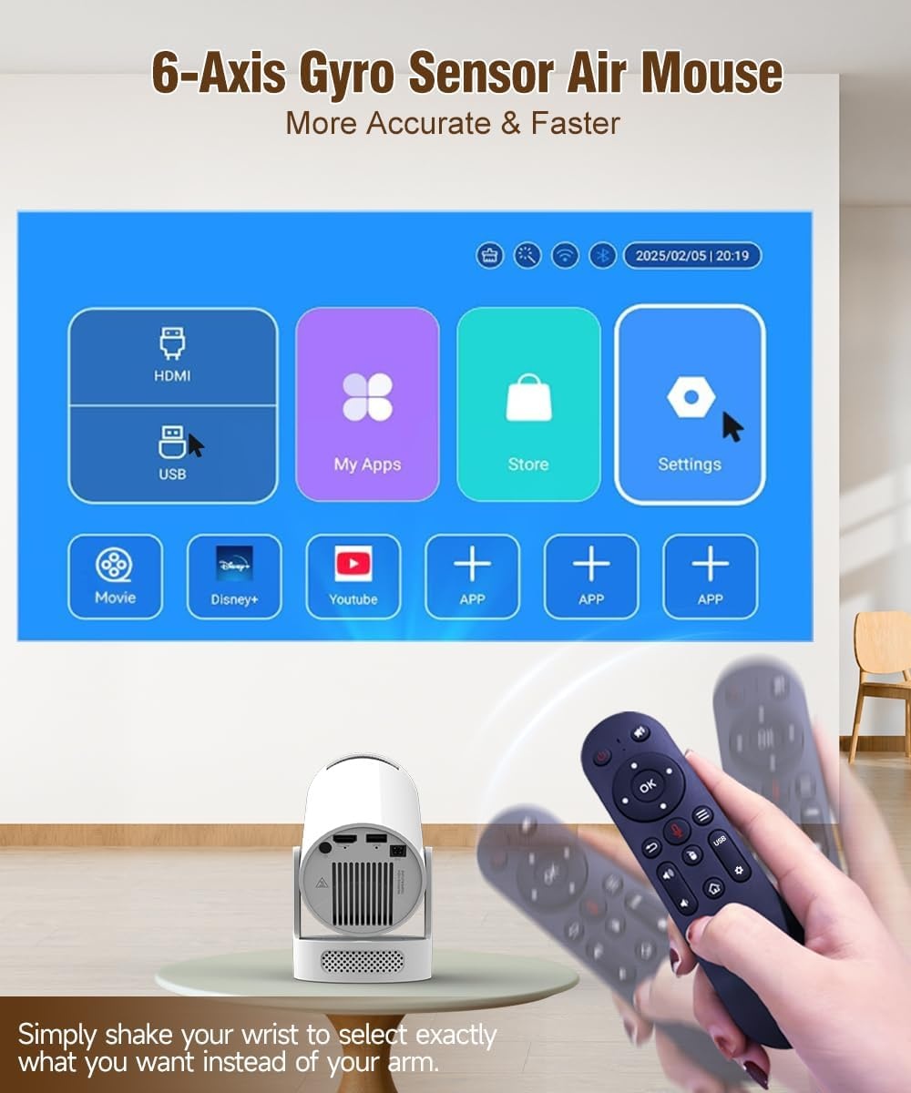 Mini Draagbare Projector - 4K Support, 8000lm, WiFi 6