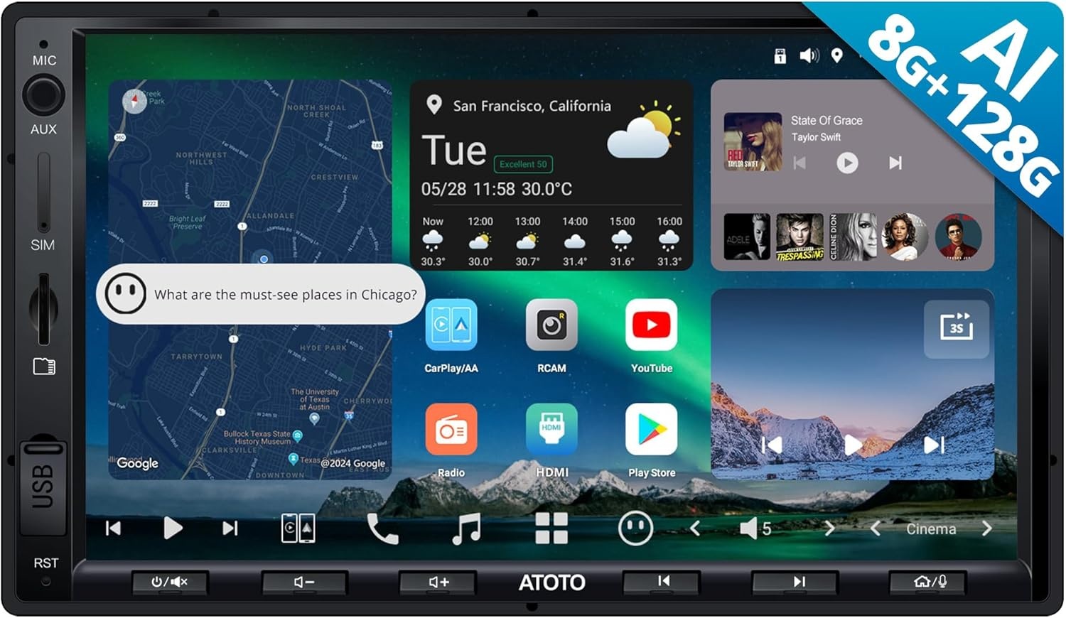 Autoradio Navigatie 7" Android 8/128GB - 35% Korting