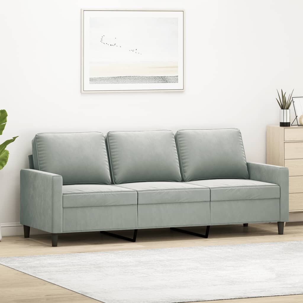 3-zitsbank van fluweel - Lichtgrijs - 180 cm breed - 35% korting