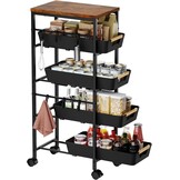 Slanke Opbergtrolley Zwart - 33% Korting