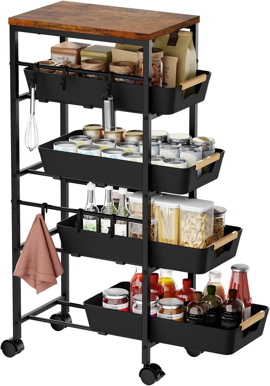 Slanke Opbergtrolley Zwart - 33% Korting