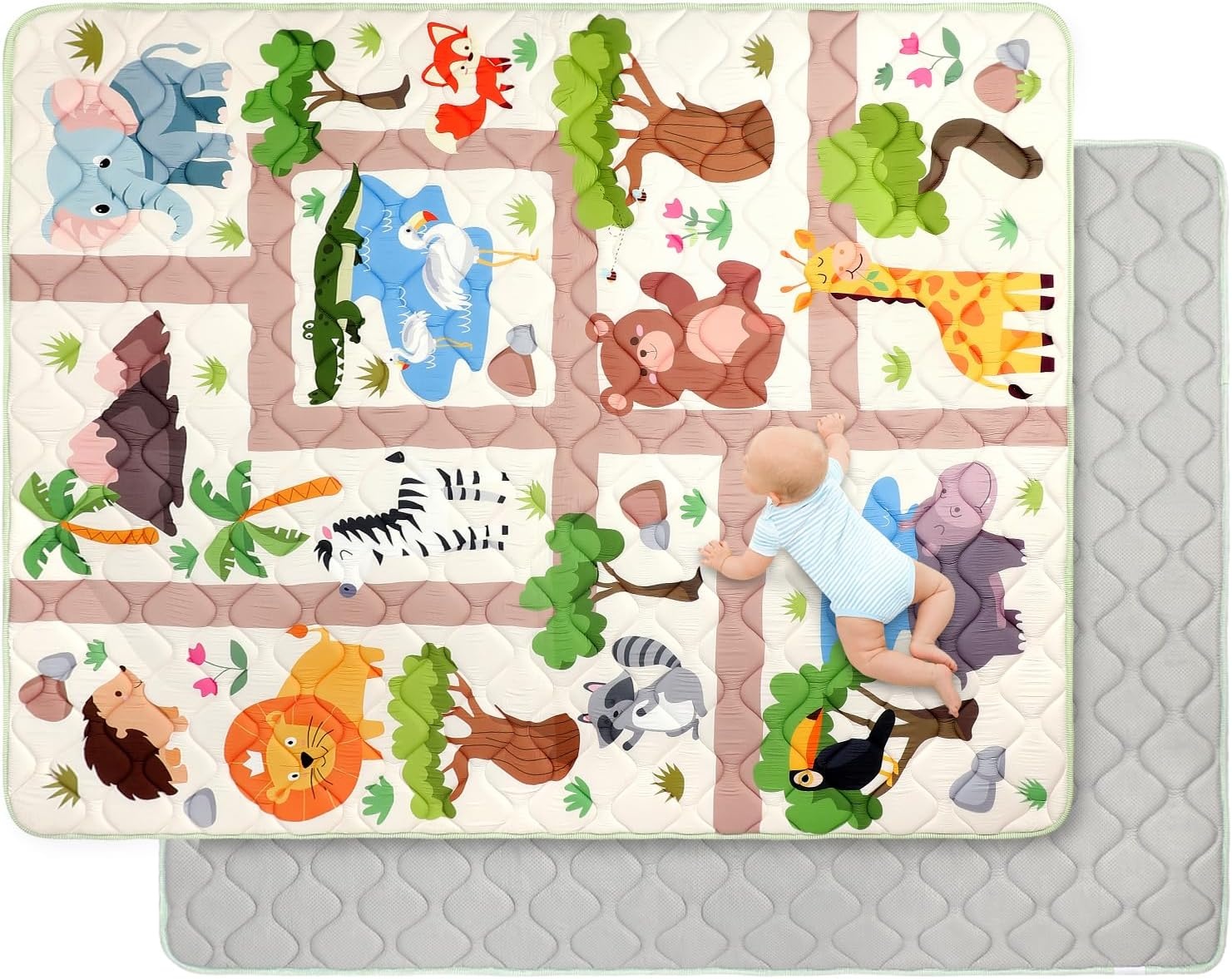 Extra Grote Krabbelmat Dierenpark - 150x180 cm - 34% Korting
