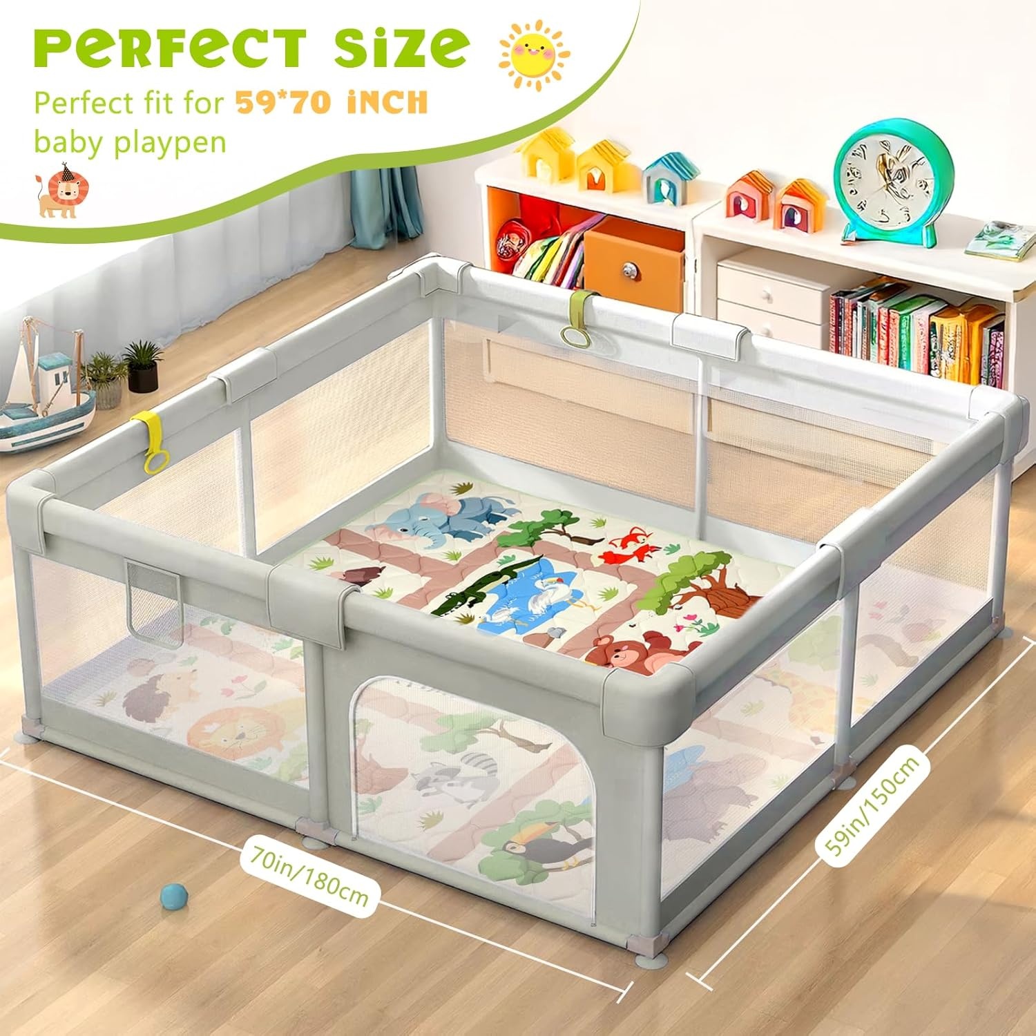 Extra Grote Krabbelmat Dierenpark - 150x180 cm - 34% Korting