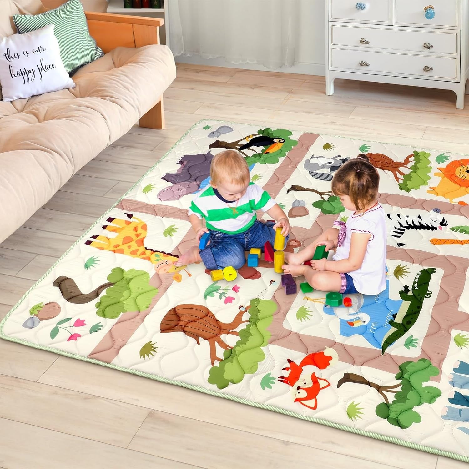 Extra Grote Krabbelmat Dierenpark - 150x180 cm - 34% Korting