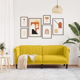 Gele 2-zitsbank van fluweel - 35% korting!