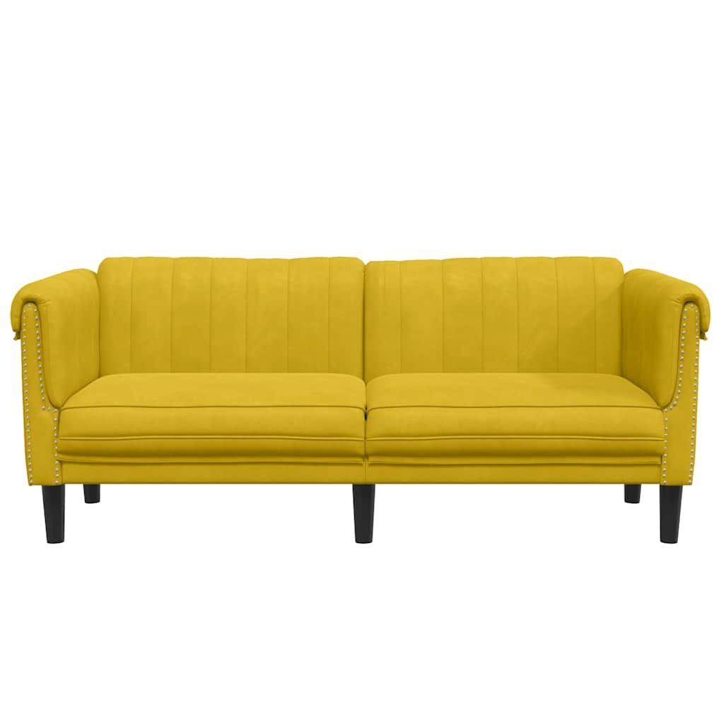 Gele 2-zitsbank van fluweel - 35% korting!