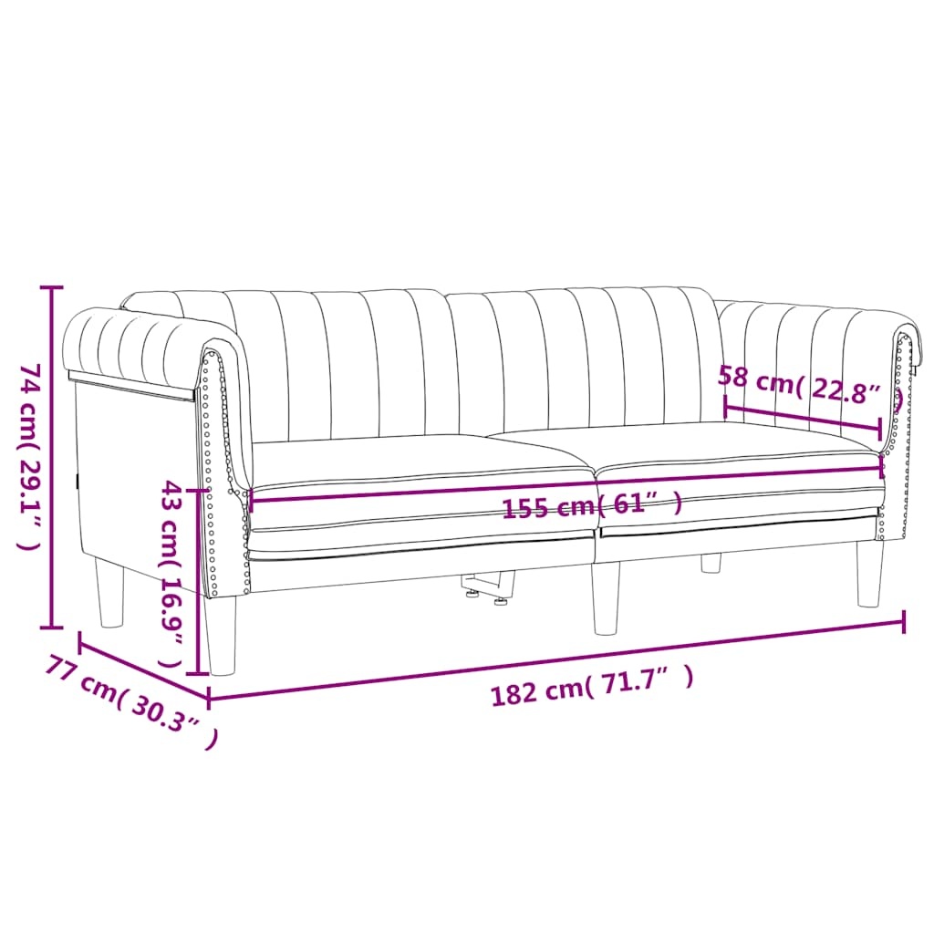 Gele 2-zitsbank van fluweel - 35% korting!
