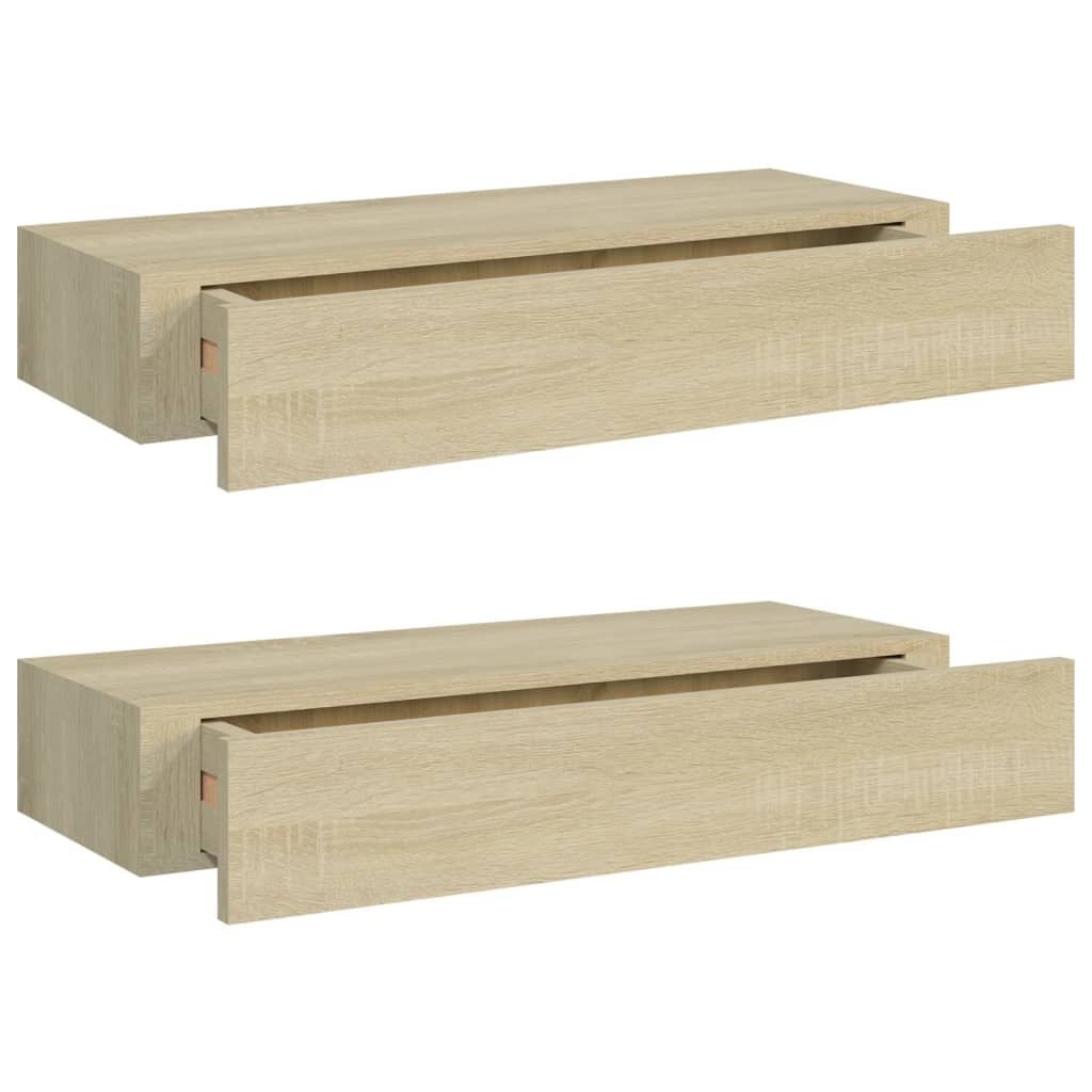 2x Zwevende Wandplank met Lade - Eikenlook MDF - 60cm - 34% Korting!