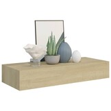2x Zwevende Wandplank met Lade - Eikenlook MDF - 60cm - 34% Korting!