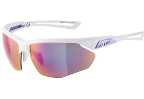 Alpina NYLOS HR Fietsbril/Sportbril - Wit/Paars Glans, Gespiegelde Lens - 33% Korting
