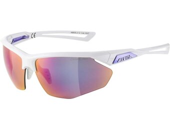 Alpina NYLOS HR Fietsbril/Sportbril - Wit/Paars Glans, Gespiegelde Lens - 33% Korting