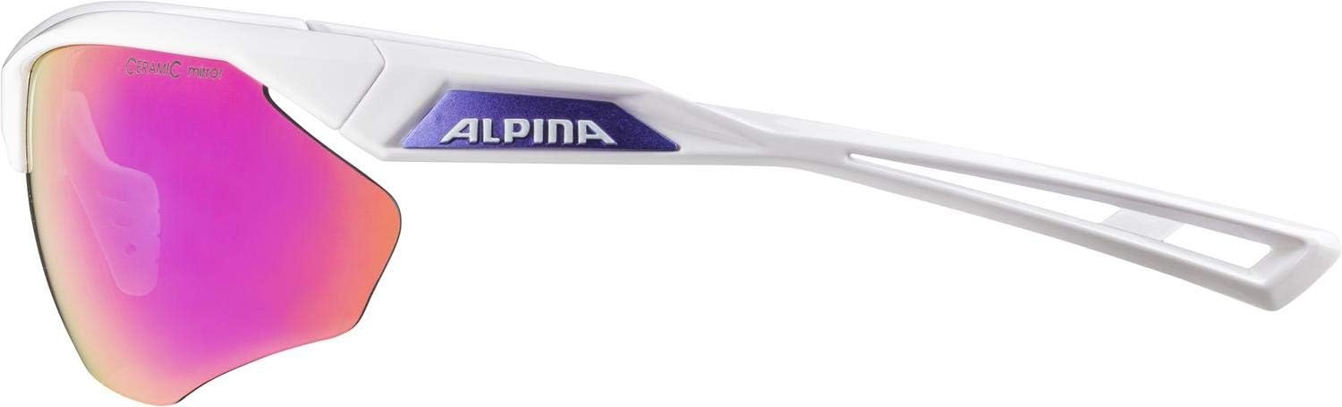 Alpina NYLOS HR Fietsbril/Sportbril - Wit/Paars Glans, Gespiegelde Lens - 33% Korting