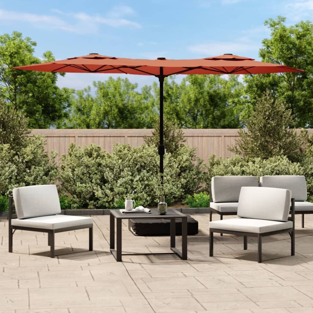 Dubbele Parasol met LED's Terracotta 316x240 cm - 35% Korting!