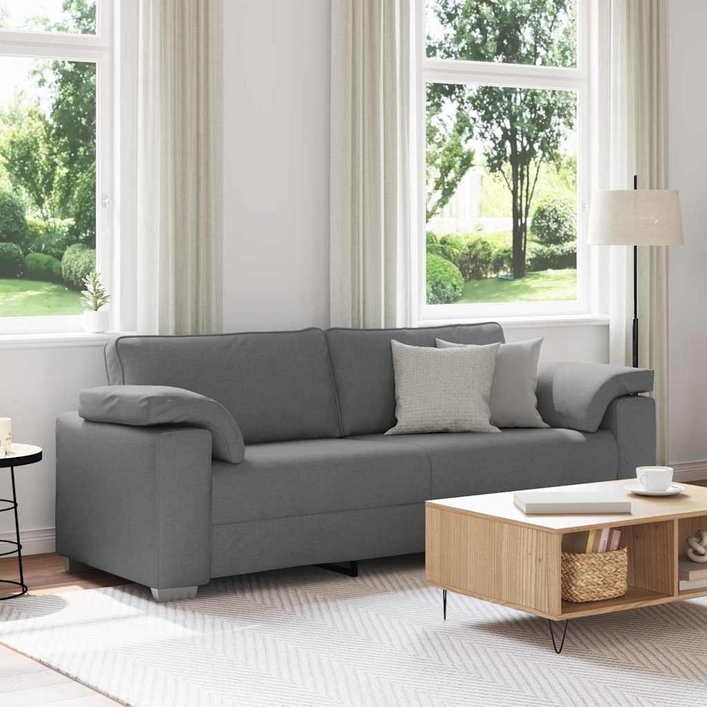 Donkergrijze bank met kussen - 219cm - 35% Korting