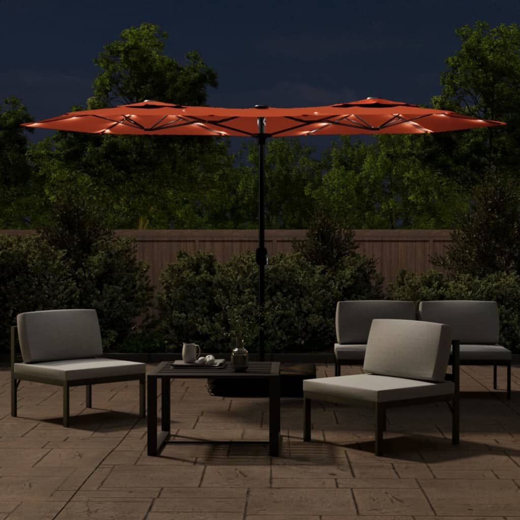 Dubbele Parasol met LED's Terracotta 316x240 cm - 35% Korting!