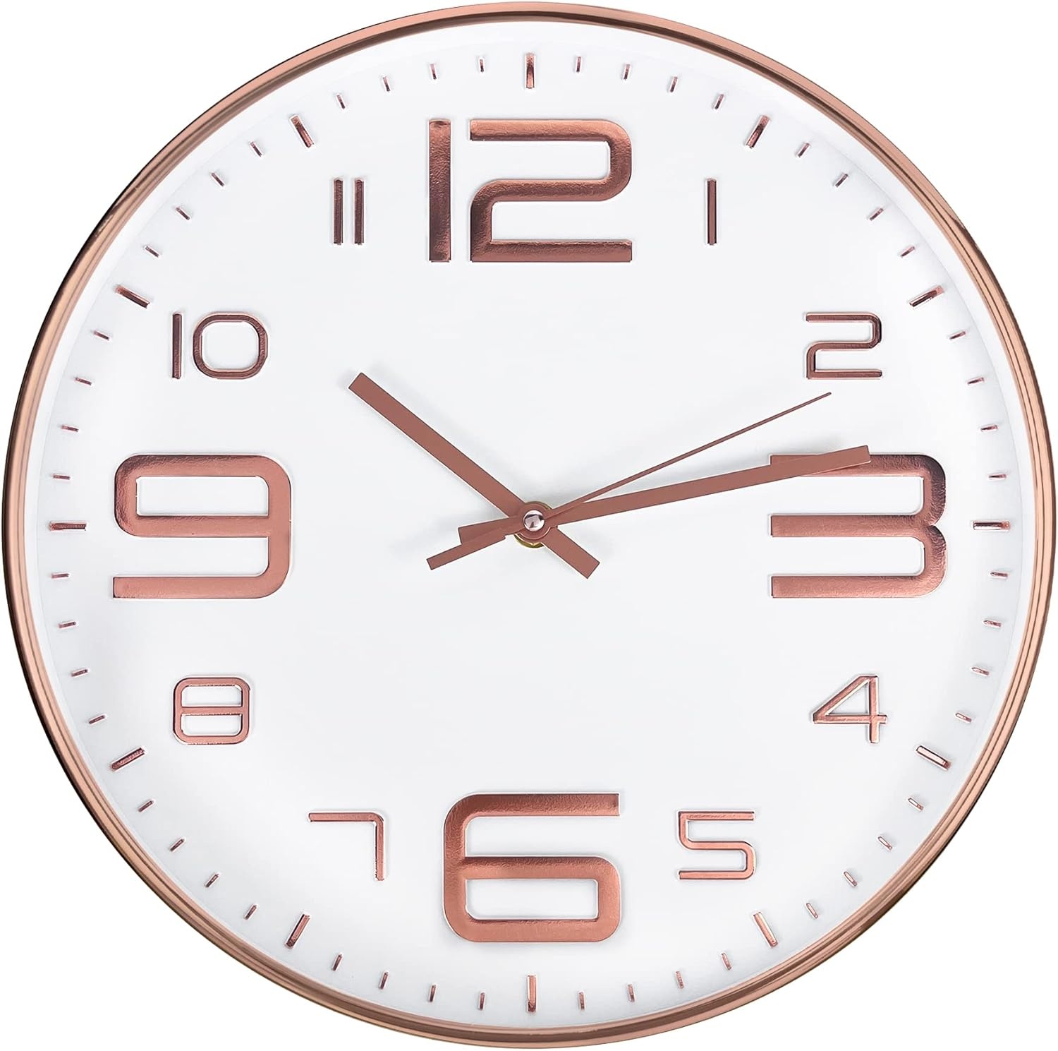 Moderne Wandklok Roségoud 30cm Stil Niet-Tikkend - 74% Korting