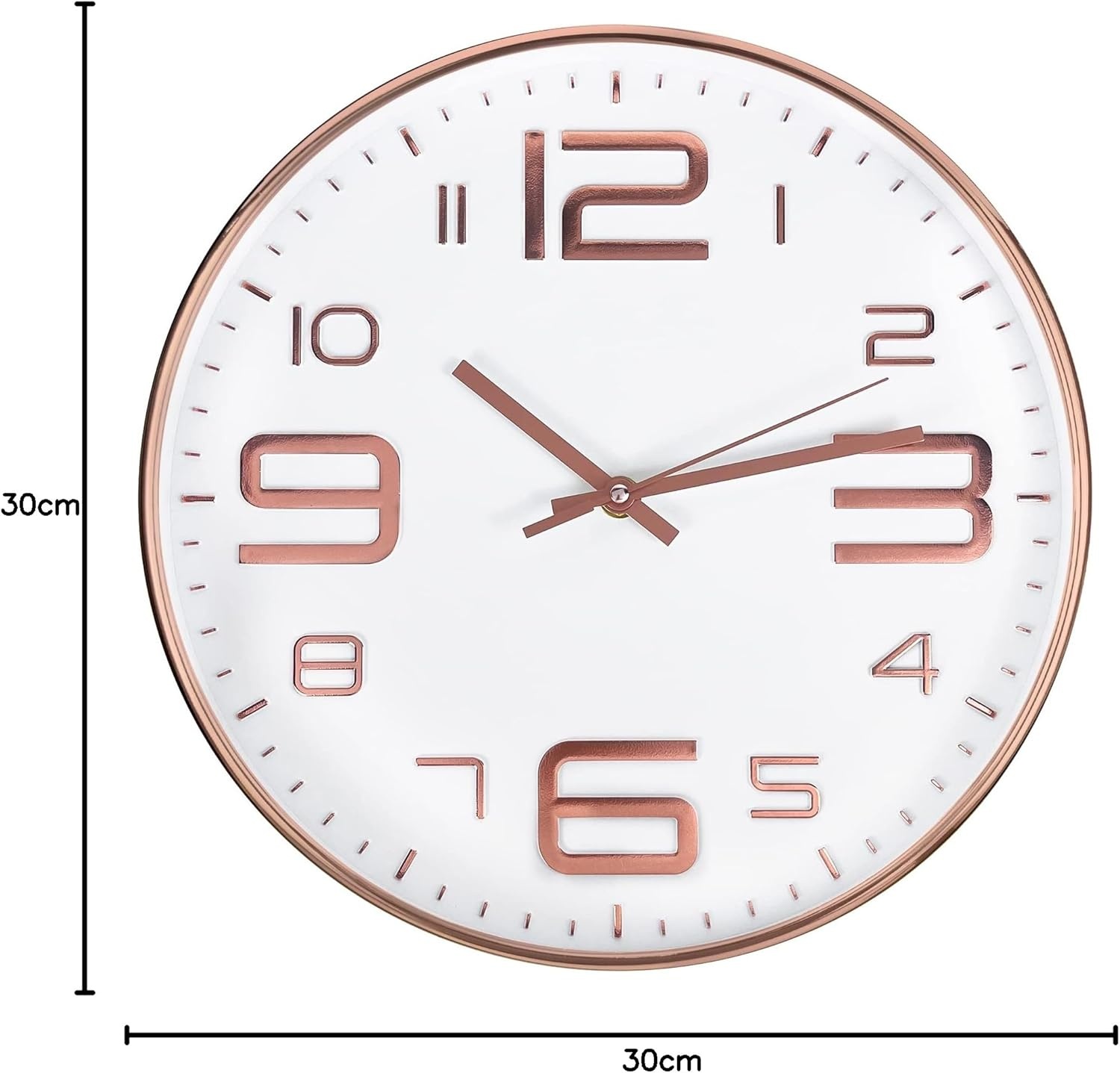 Moderne Wandklok Roségoud 30cm Stil Niet-Tikkend - 74% Korting