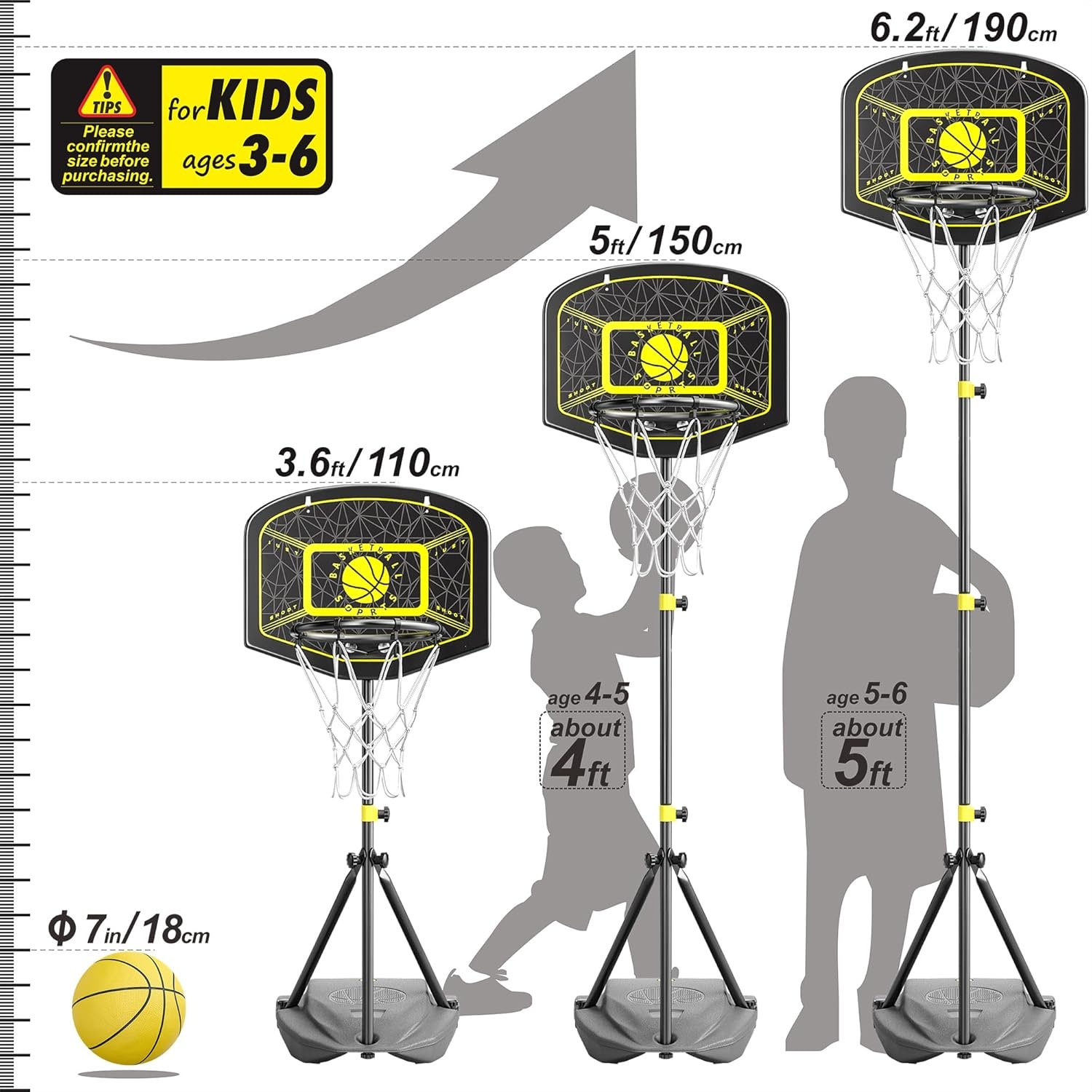 Verstelbare Kinder Basketbalkorf met Standaard - 29% Korting