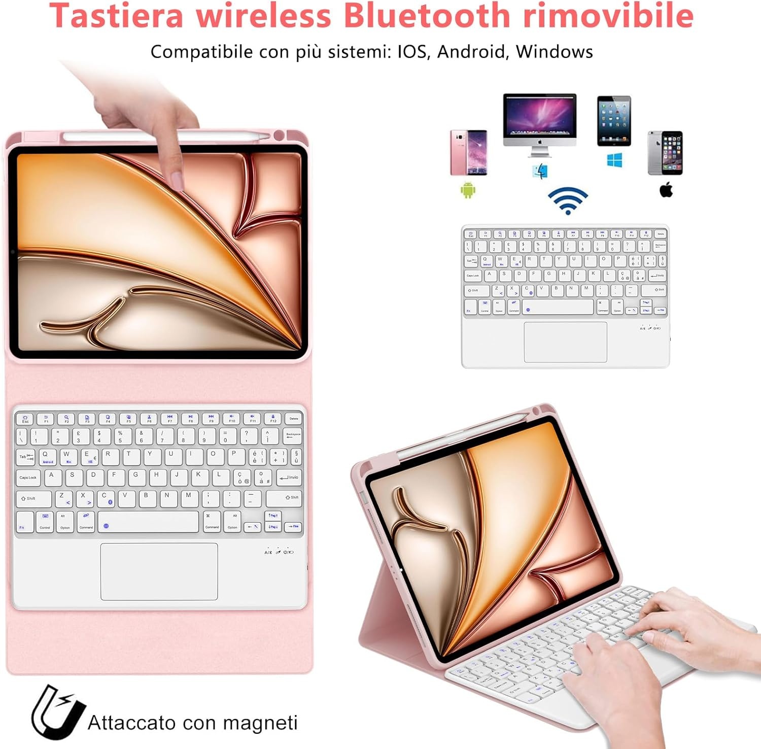 Roze iPad Air 11 Toetsenbordhoes met Touchpad (33% korting)