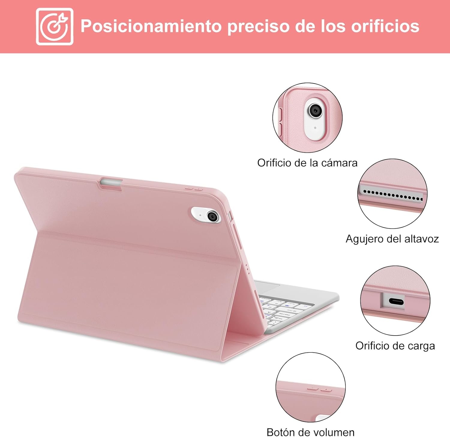 Roze iPad Air 11 Toetsenbordhoes met Touchpad (33% korting)