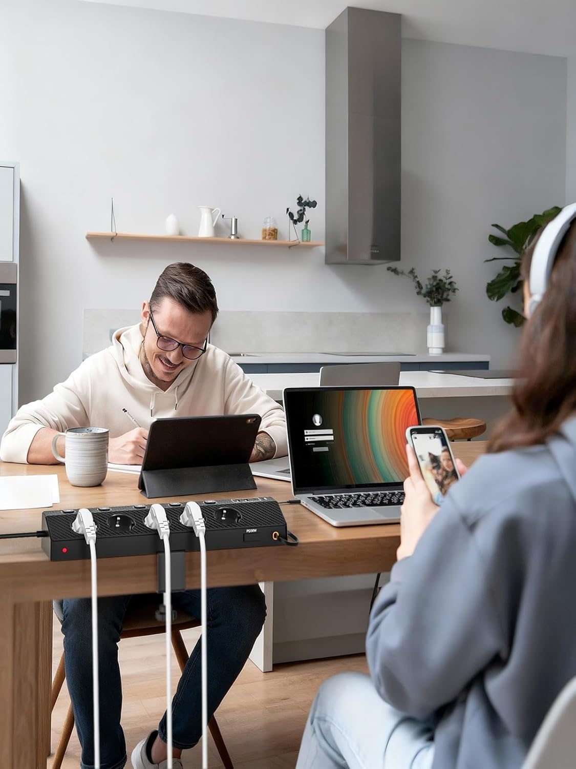 Tafelstekkerdoos met 5 stopcontacten, 2x USB-C PD 30W, 5m kabel, klembaar (-33%)