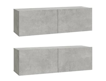 2x Wand TV-meubel 100x30x30cm Hout Betongrijs - 29% Korting