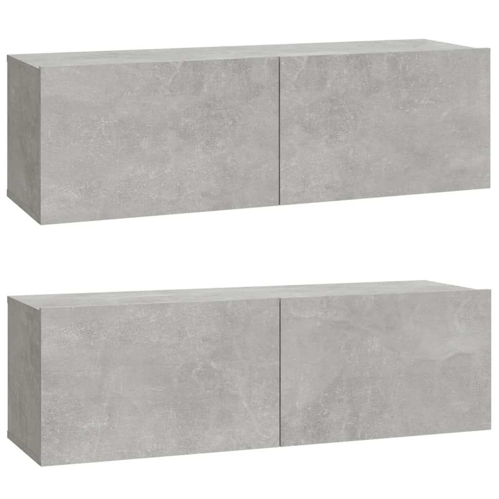 2x Wand TV-meubel 100x30x30cm Hout Betongrijs - 29% Korting