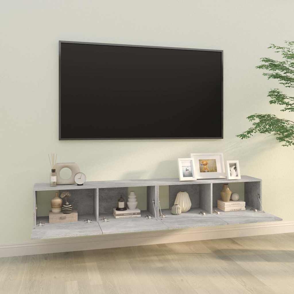 2x Wand TV-meubel 100x30x30cm Hout Betongrijs - 29% Korting