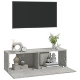 2x Wand TV-meubel 100x30x30cm Hout Betongrijs - 29% Korting