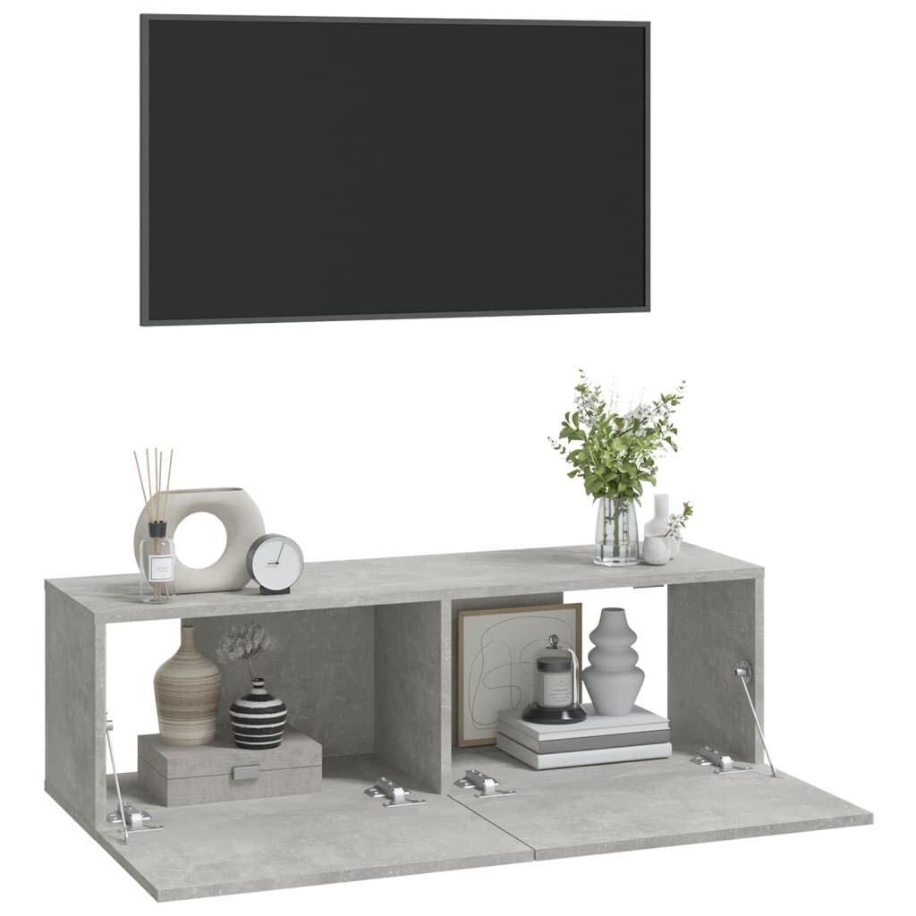 2x Wand TV-meubel 100x30x30cm Hout Betongrijs - 29% Korting