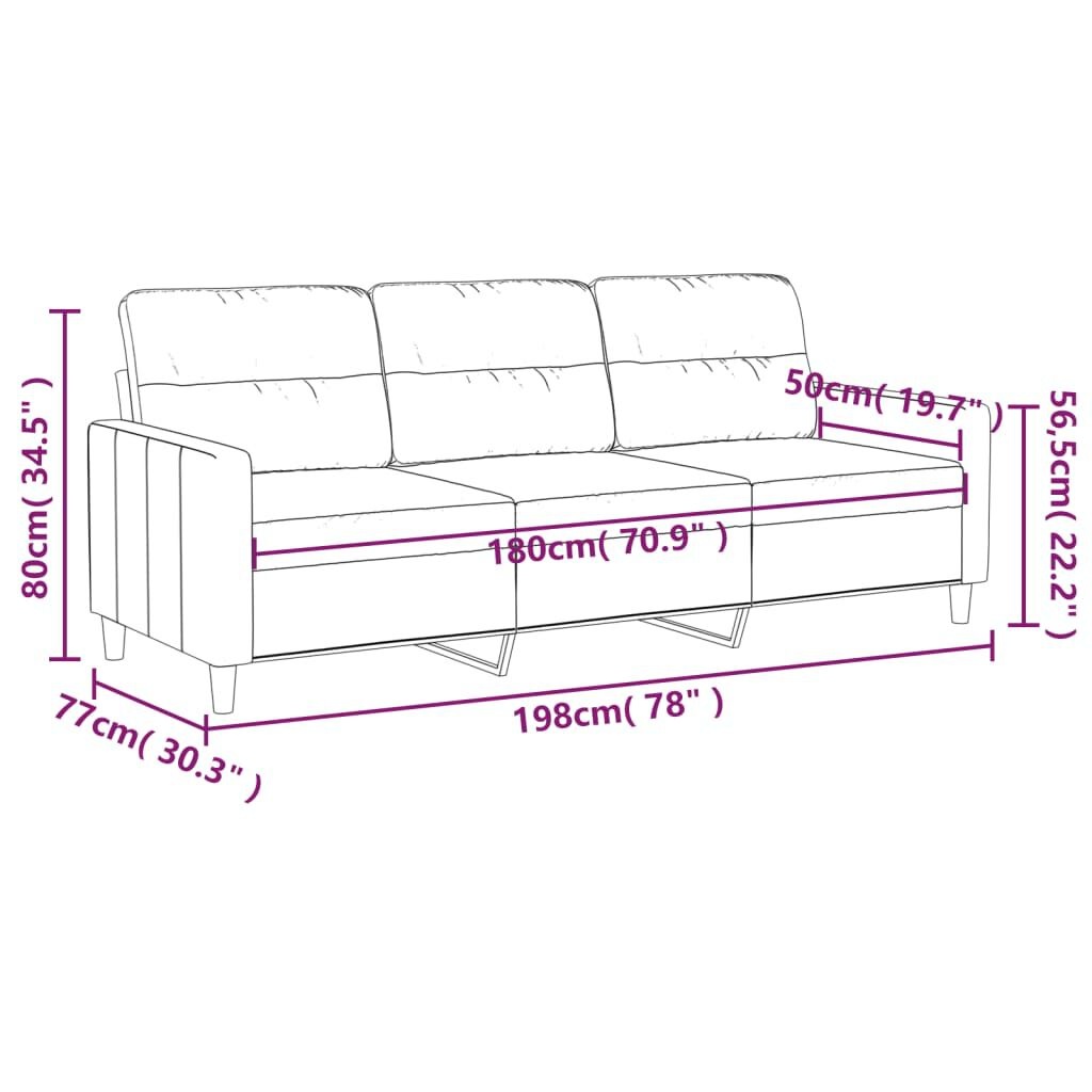 Taupe Stoffen Driezitsbank (180cm) - 30% Korting