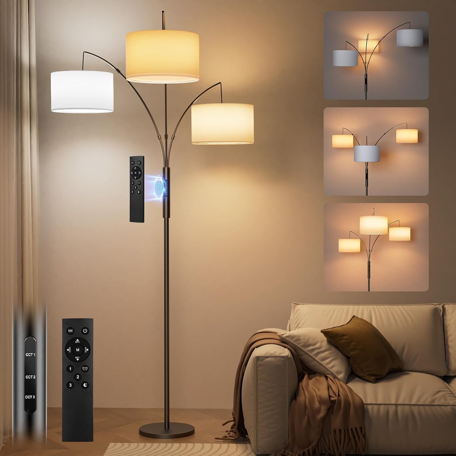 Dimbaar LED Booglamp 36W - 187cm - Zwart