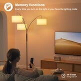 Dimbaar LED Booglamp 36W - 187cm - Zwart