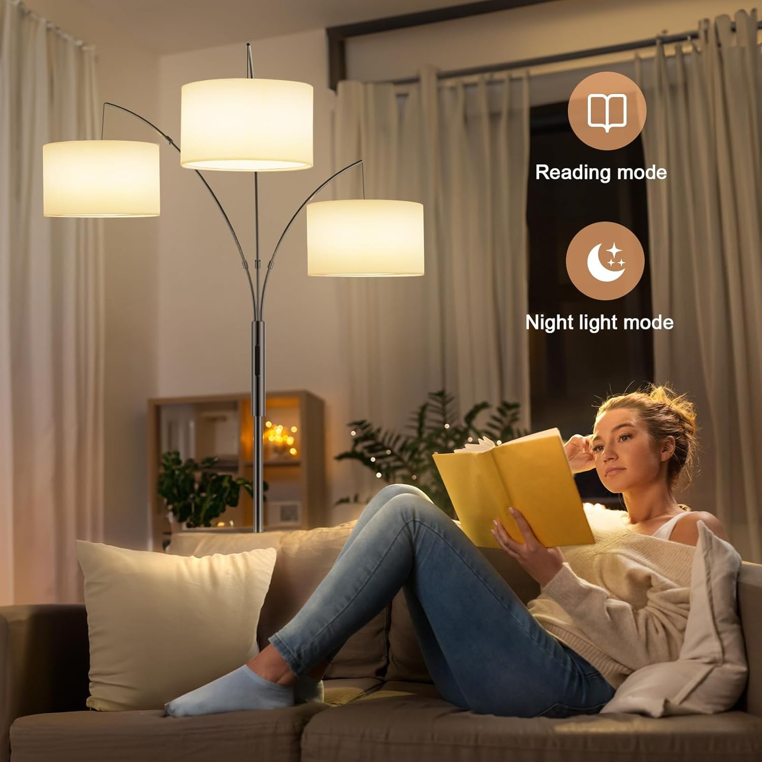 Dimbaar LED Booglamp 36W - 187cm - Zwart