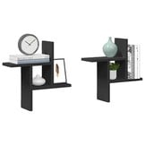 vidaXL Wandschappen 2 st 38x12x38 cm Zwart met 31% Korting