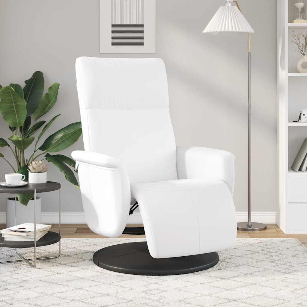 Verstelbare Fauteuil met Voetensteun - Kunstleer Wit - 41% Korting