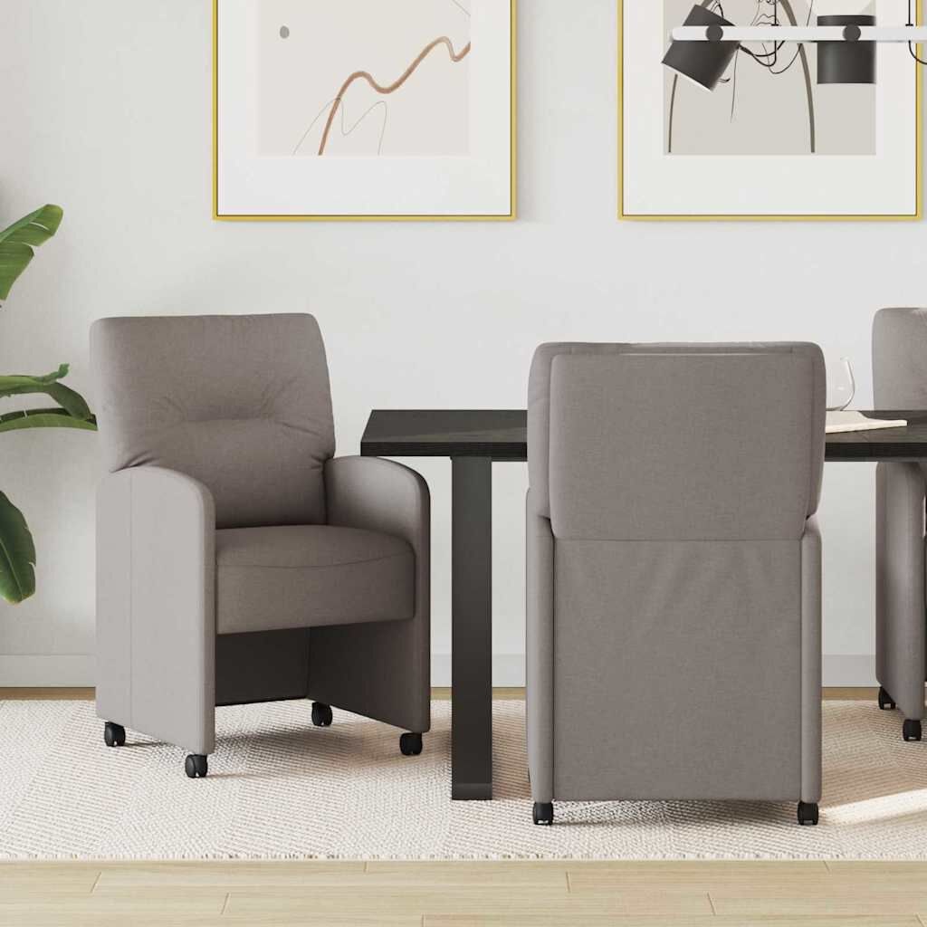 vidaXL Eetstoelen met wielen, Taupe - 2 stuks, 35% korting