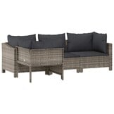 4-delige Loungeset Poly Rattan Grijs - 30% Korting