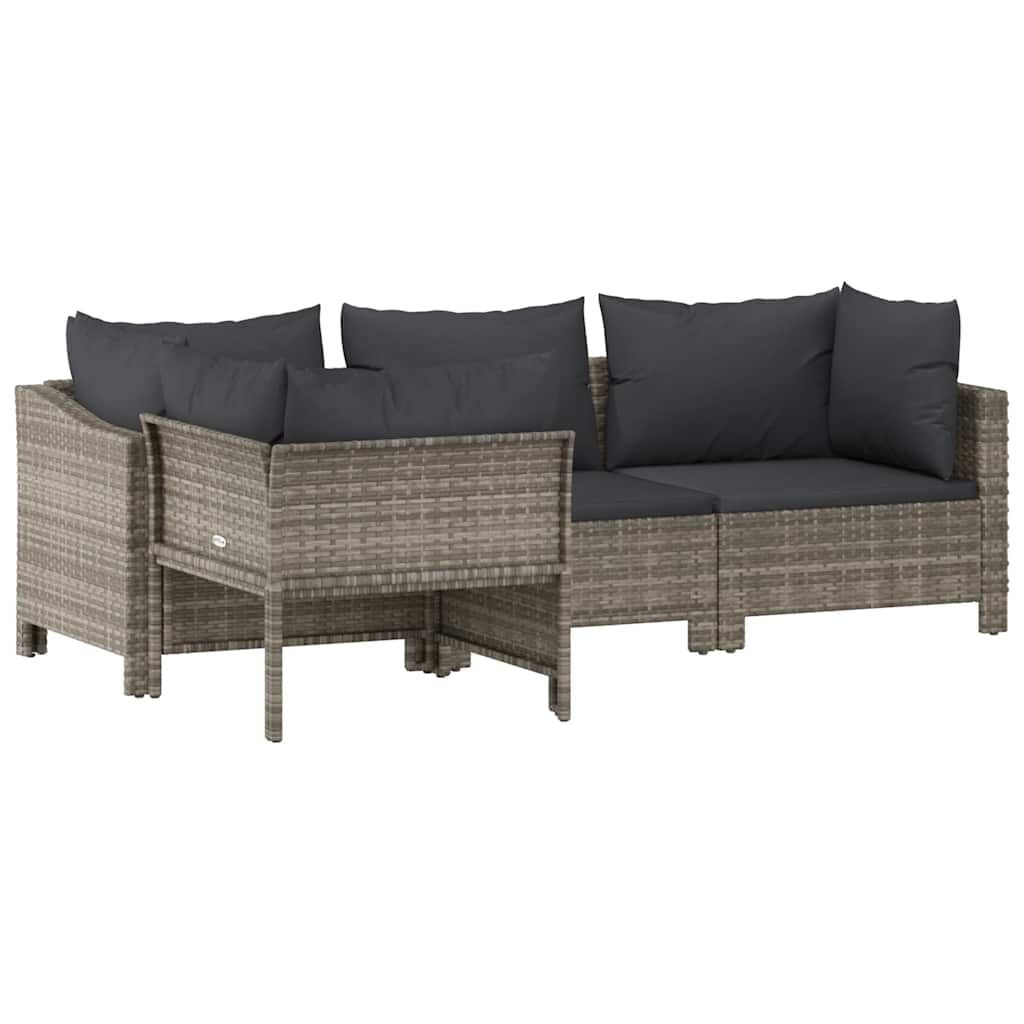 4-delige Loungeset Poly Rattan Grijs - 30% Korting