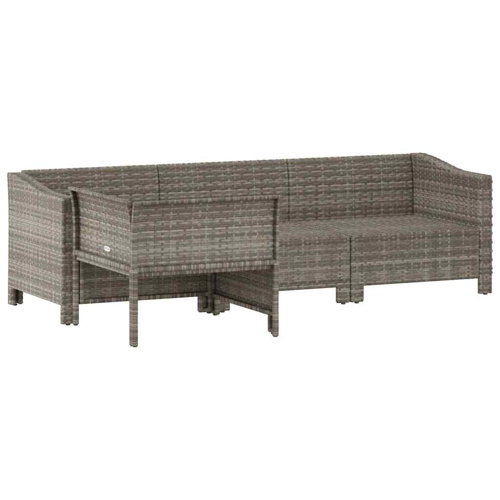 4-delige Loungeset Poly Rattan Grijs - 30% Korting