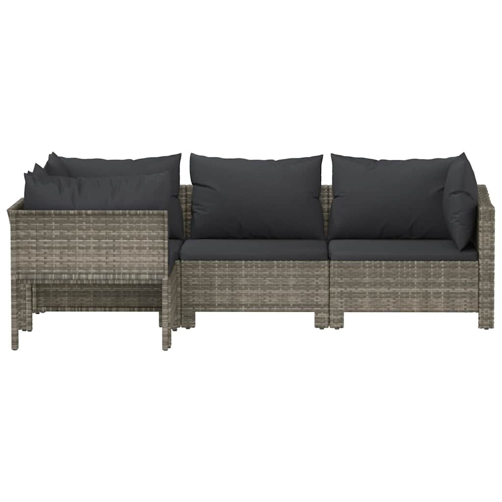 4-delige Loungeset Poly Rattan Grijs - 30% Korting