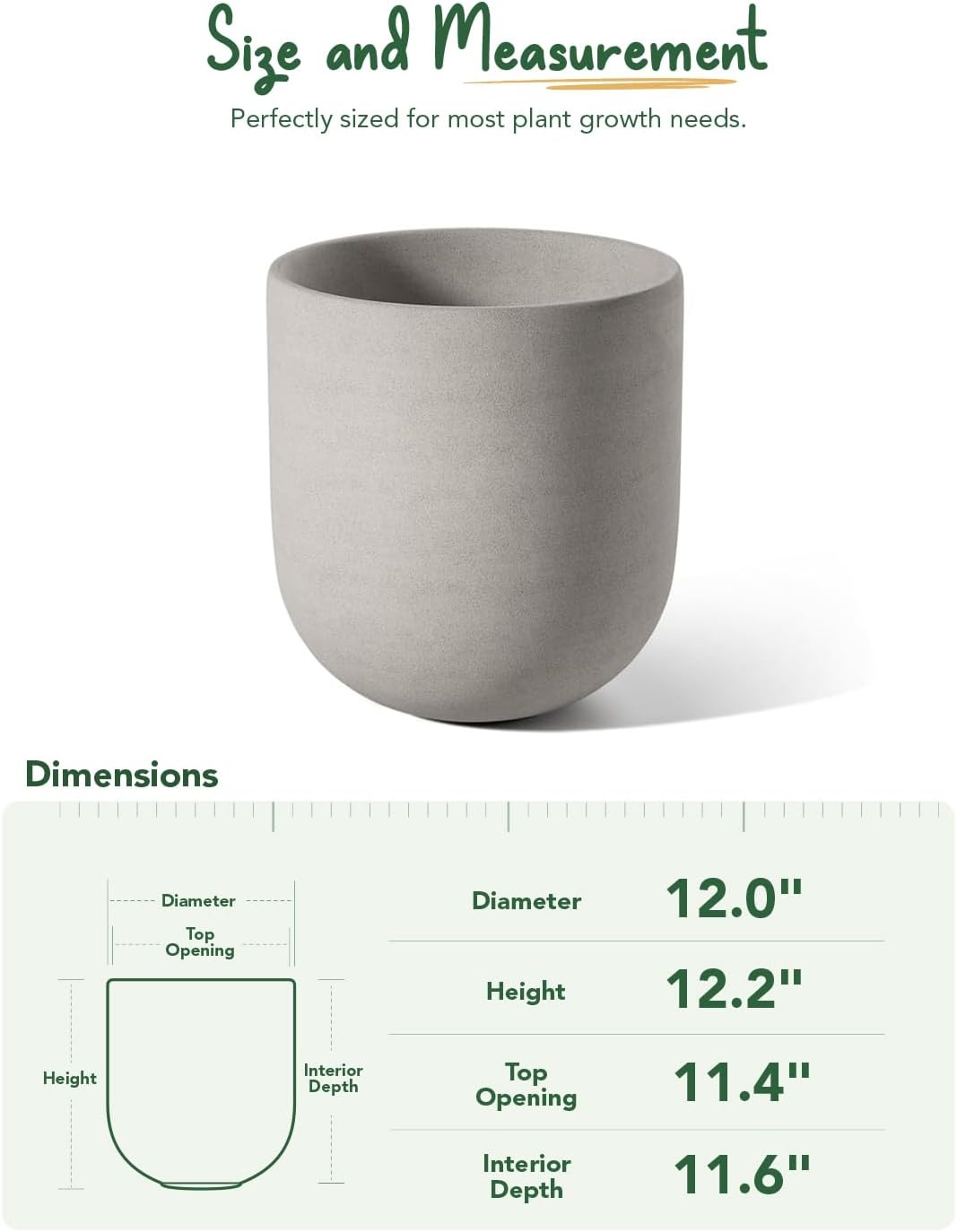 Grote Keramische Plantenpot Grijs 30 cm | Binnen & Buiten | 34% Korting