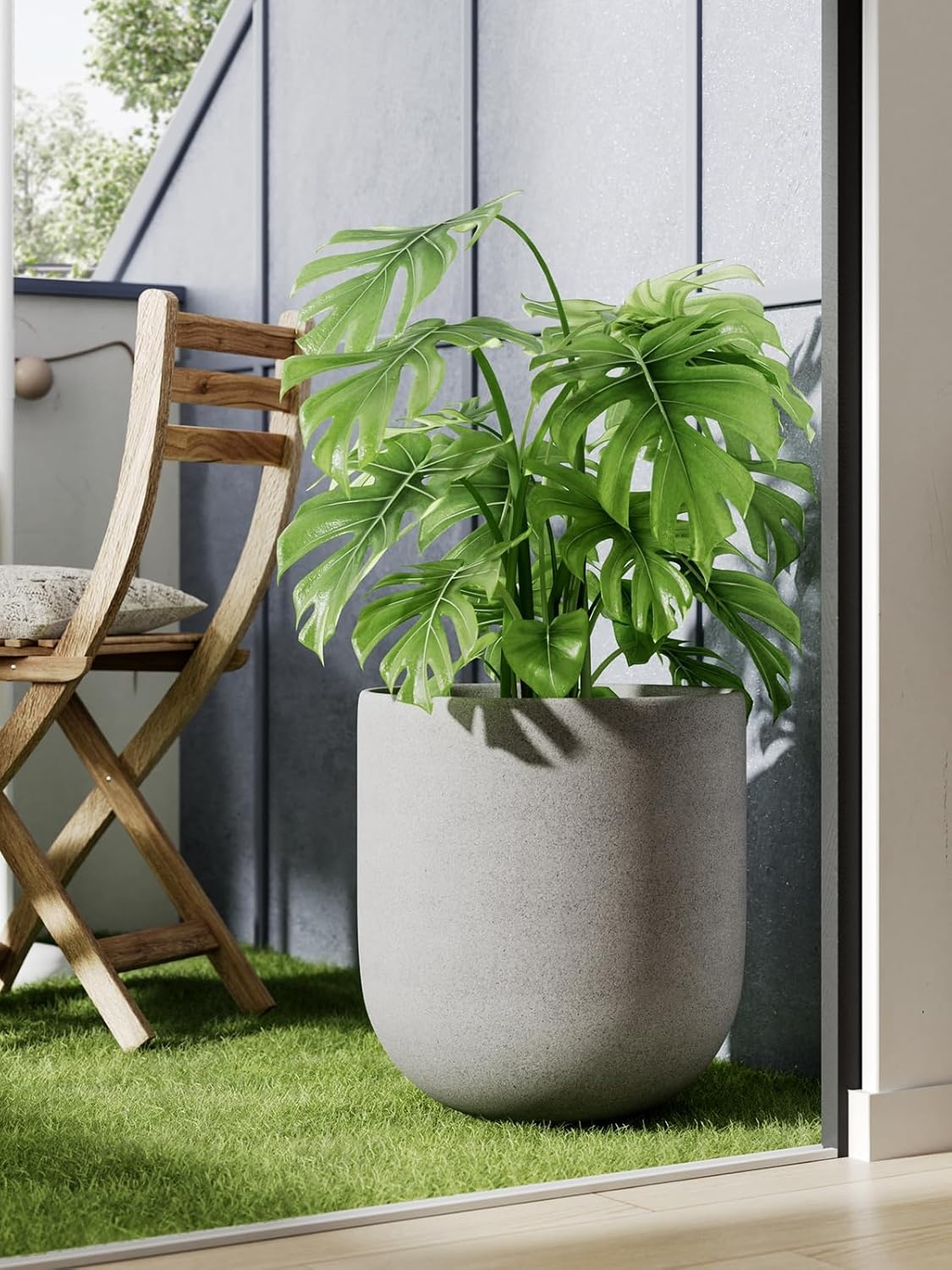 Grote Keramische Plantenpot Grijs 30 cm | Binnen & Buiten | 34% Korting