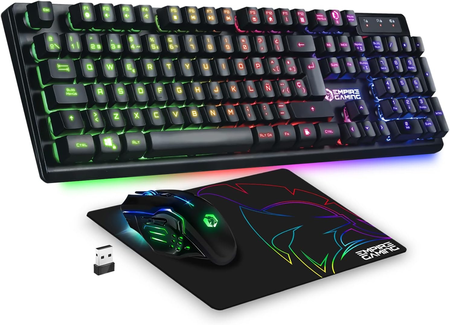 Draadloze Gaming Toetsenbord & Muis Set | QWERTY Spaans | RGB | 2.4 GHz