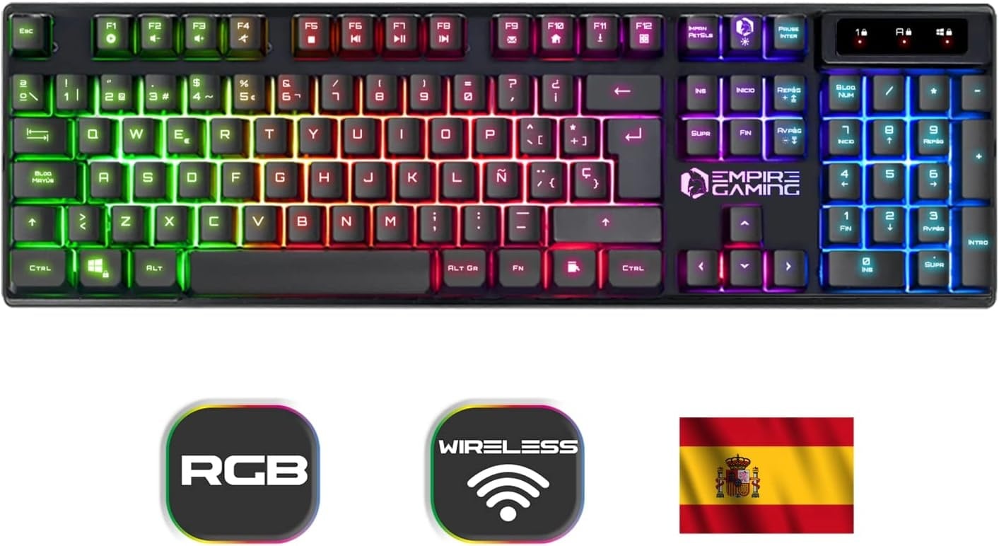 Draadloze Gaming Toetsenbord & Muis Set | QWERTY Spaans | RGB | 2.4 GHz