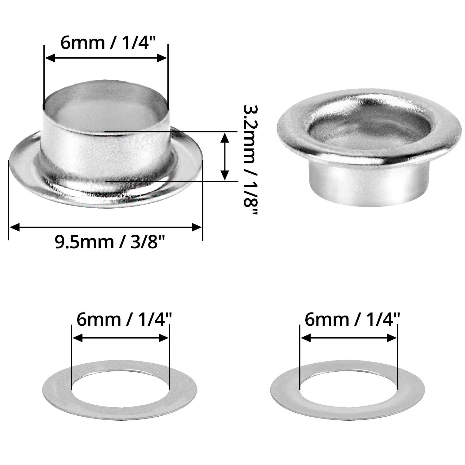 1000x Doorvoertules 6mm Zilver - Leer, Textiel & Knutselwerk