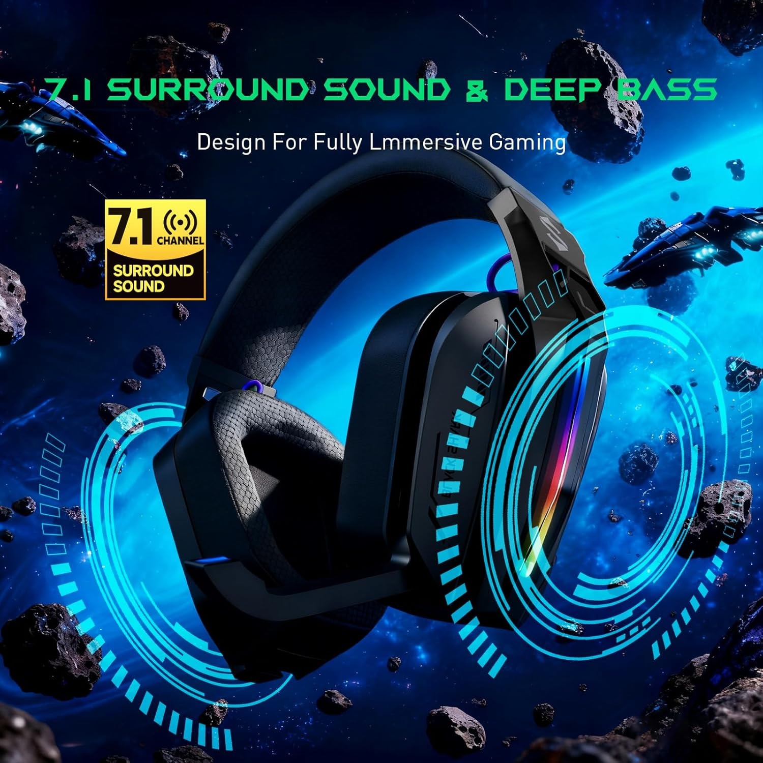Gaming Headset 3-in-1: PC, PS5, Xbox, Mobiel | 40u Batterij | Zwart | -34%